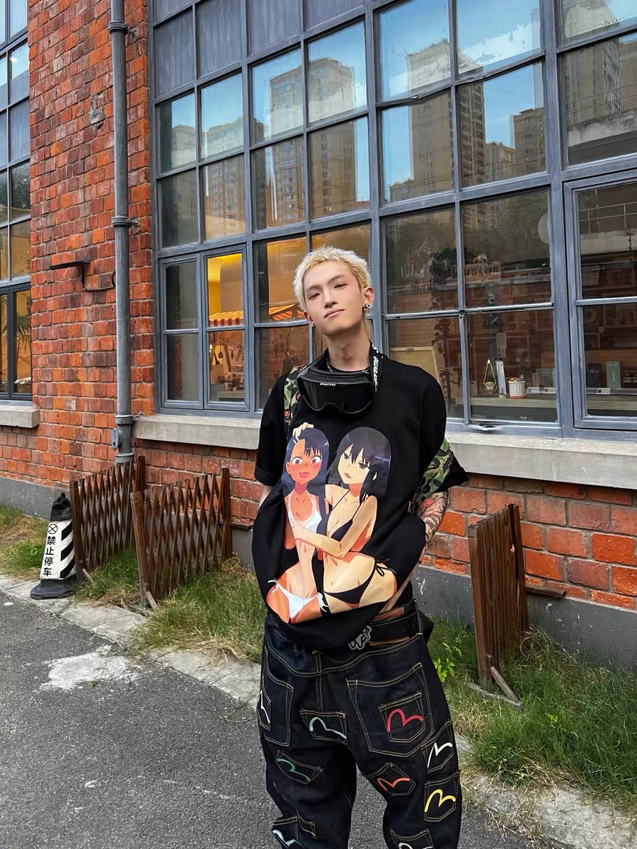 Drawabitch Nagato Hayase & Misakina Gatoro printed T-shirt