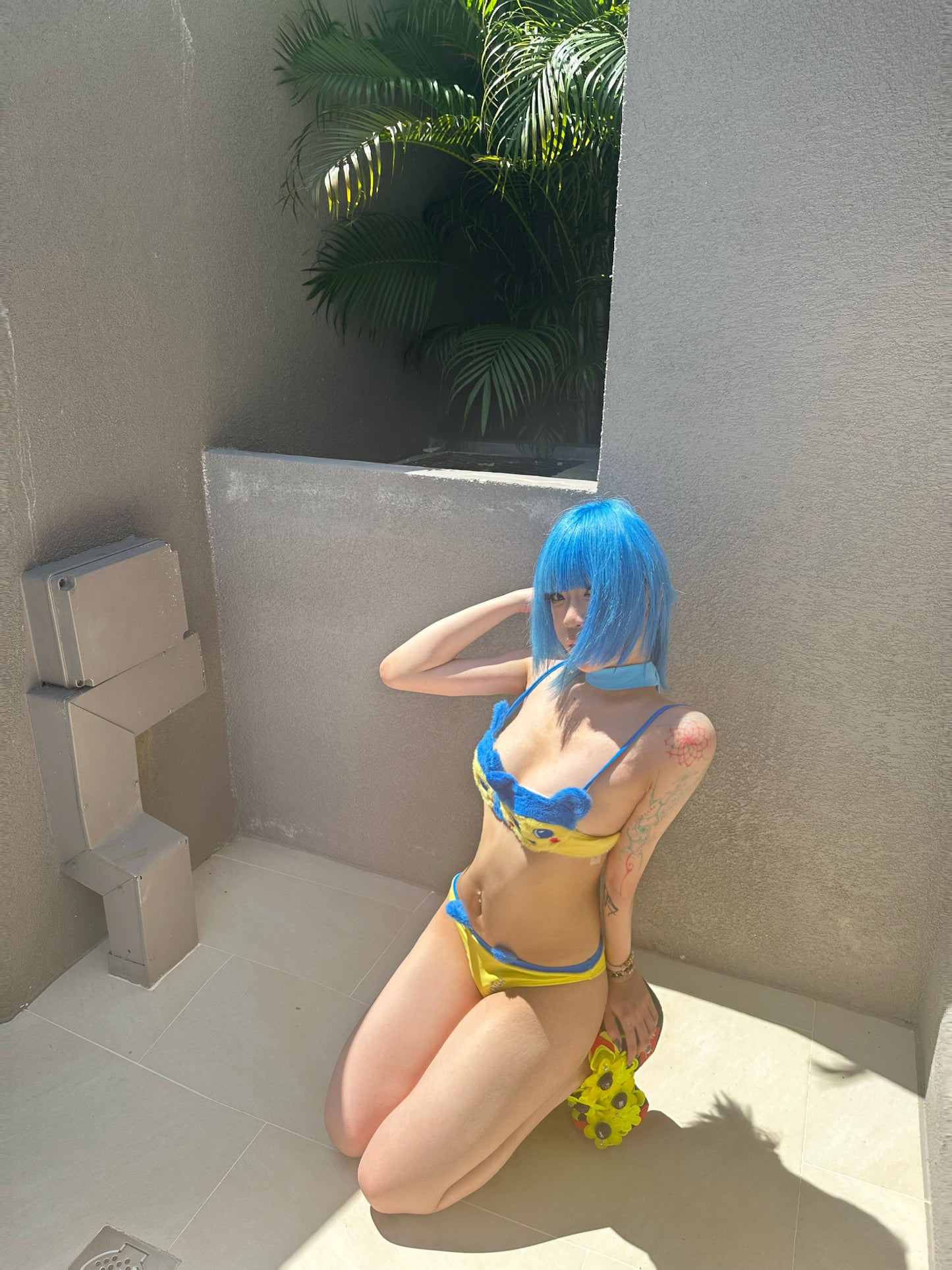 Drawab1tch handmade Tamagotchi-inspired plush swimsuit