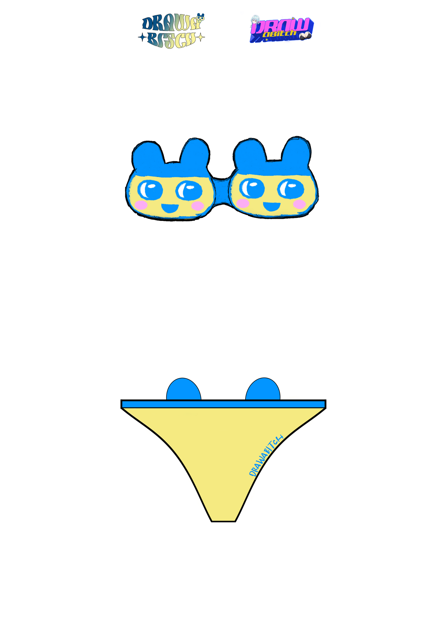 Drawab1tch handmade Tamagotchi-inspired plush swimsuit