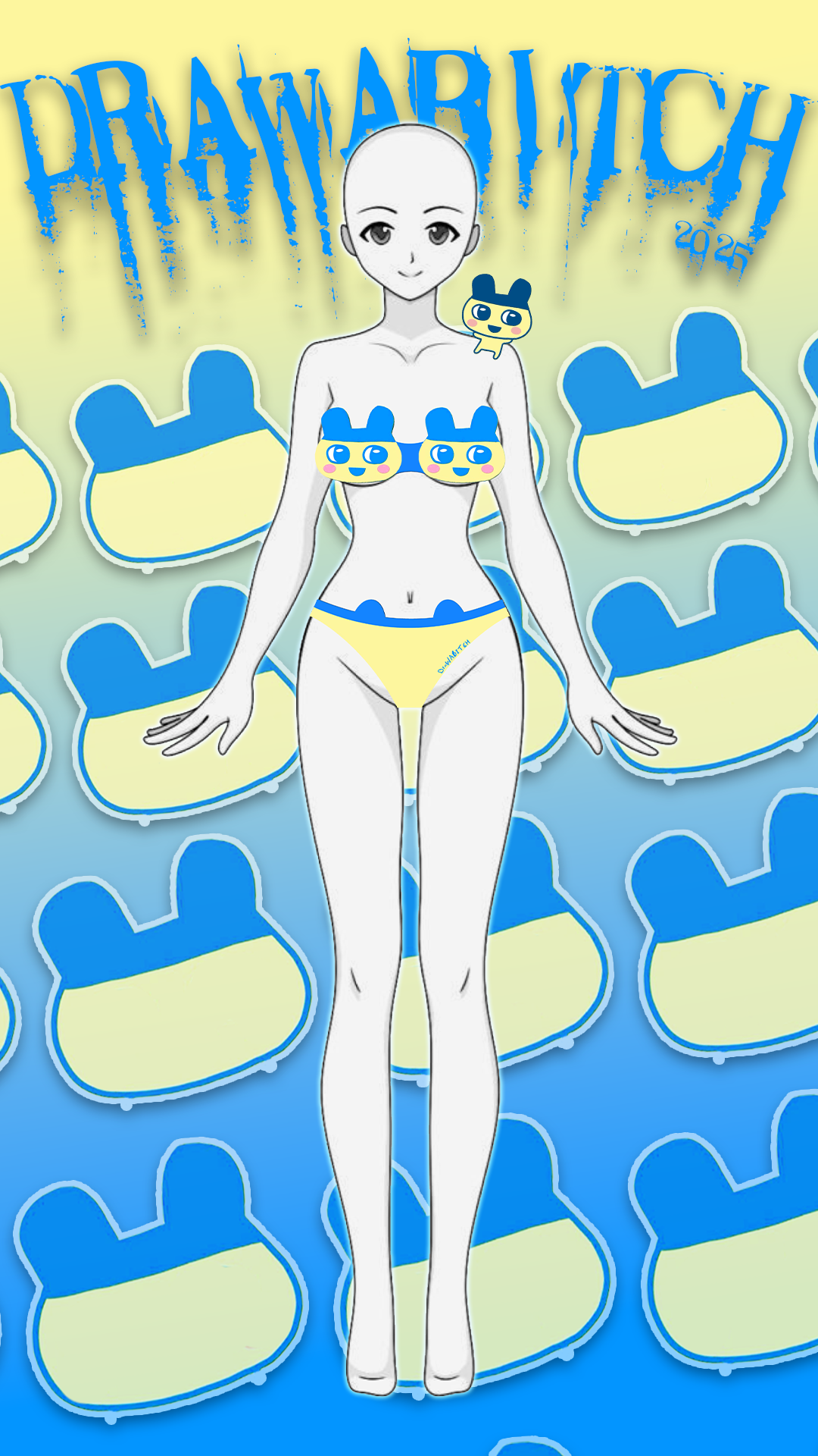 Drawab1tch handmade Tamagotchi-inspired plush swimsuit