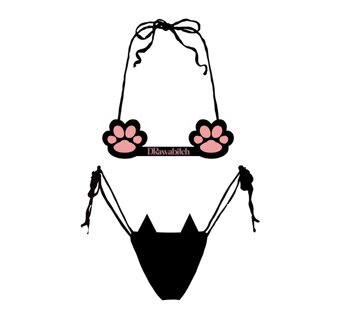 Drawabitch flawed 3D cats'paw bikini